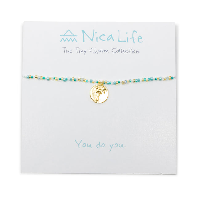 Teal & Gold Shine Bright Palm Charm Necklace
