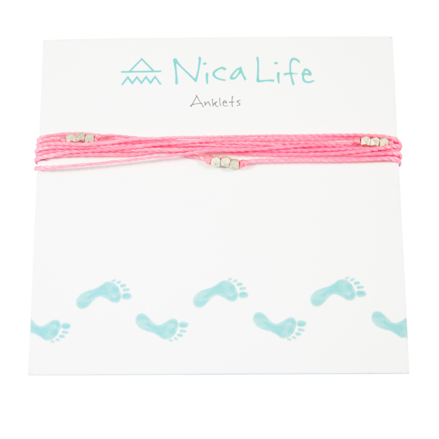 Pink Macua in Silver Anklet