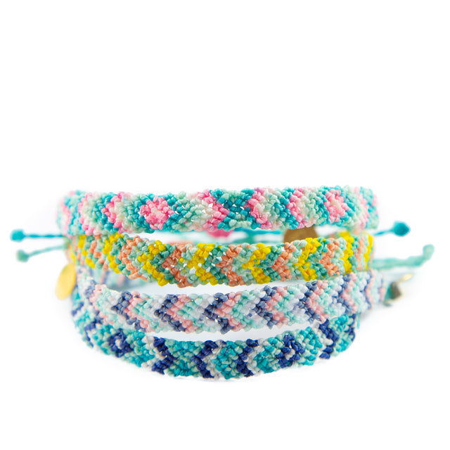 Pink & Teal Diamond Pattern Friendship Bracelet