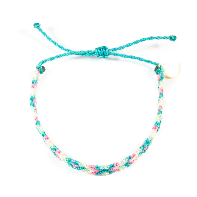 Pink & Teal Diamond Pattern Friendship Bracelet