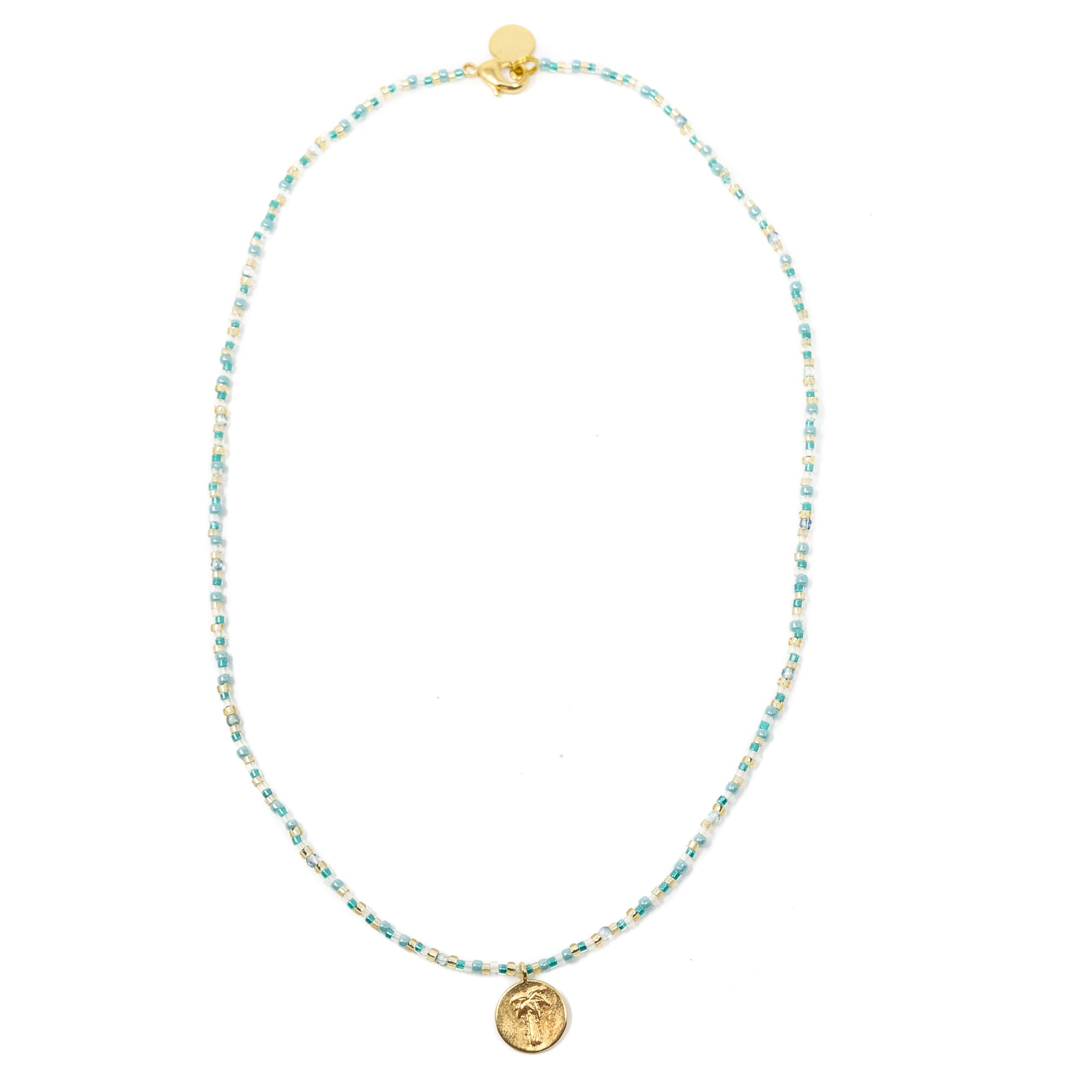 Teal & Gold Shine Bright Palm Charm Necklace