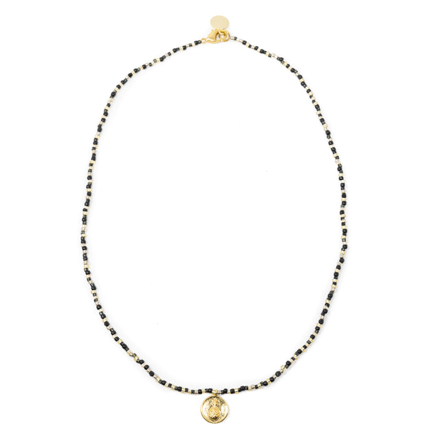 Black & Gold Shine Bright Pineapple Charm Necklace