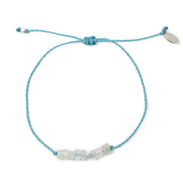 Teal w/ Moonstone Healing Stone Bracelet in Silver