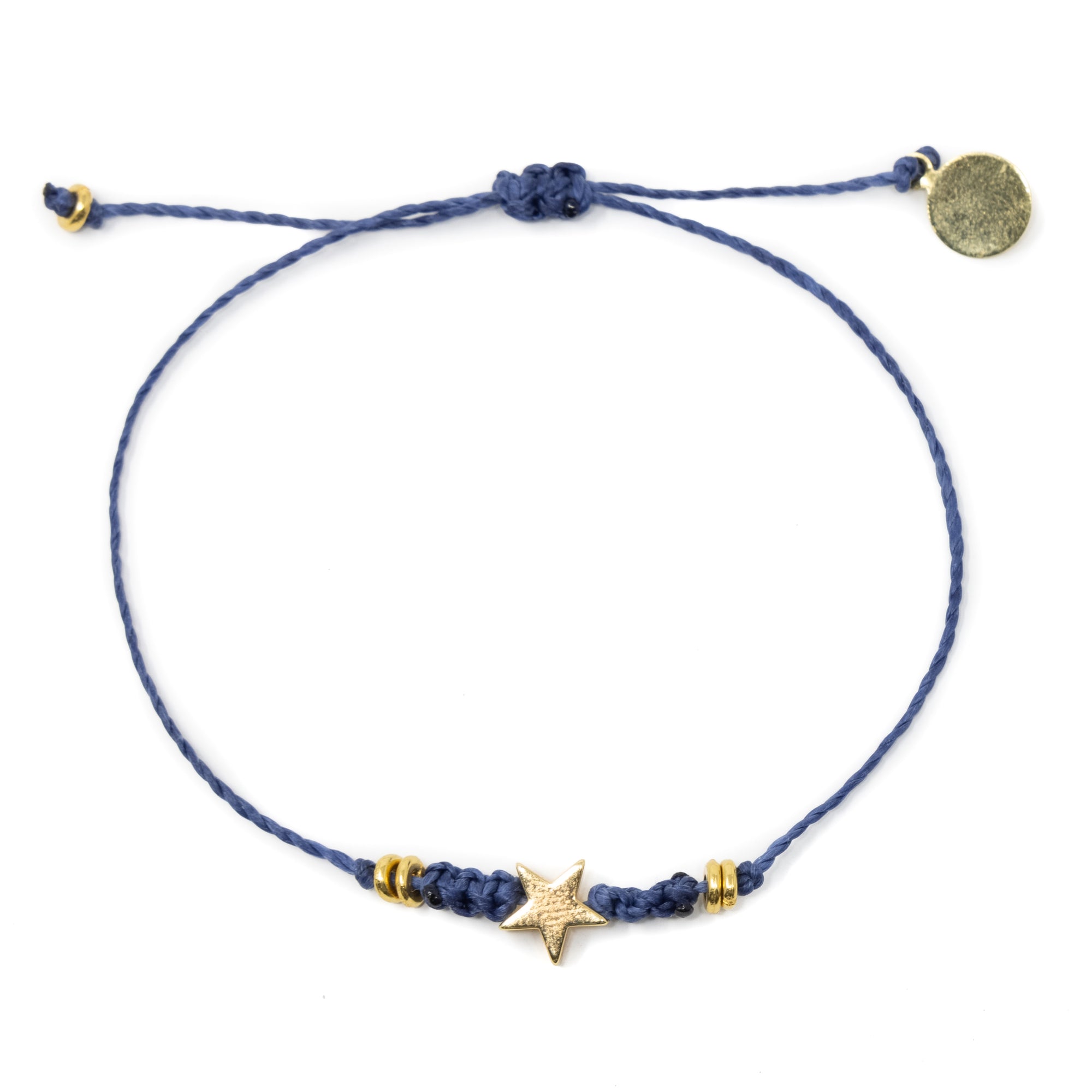 Navy w/ Gold Star Macrame Bracelet