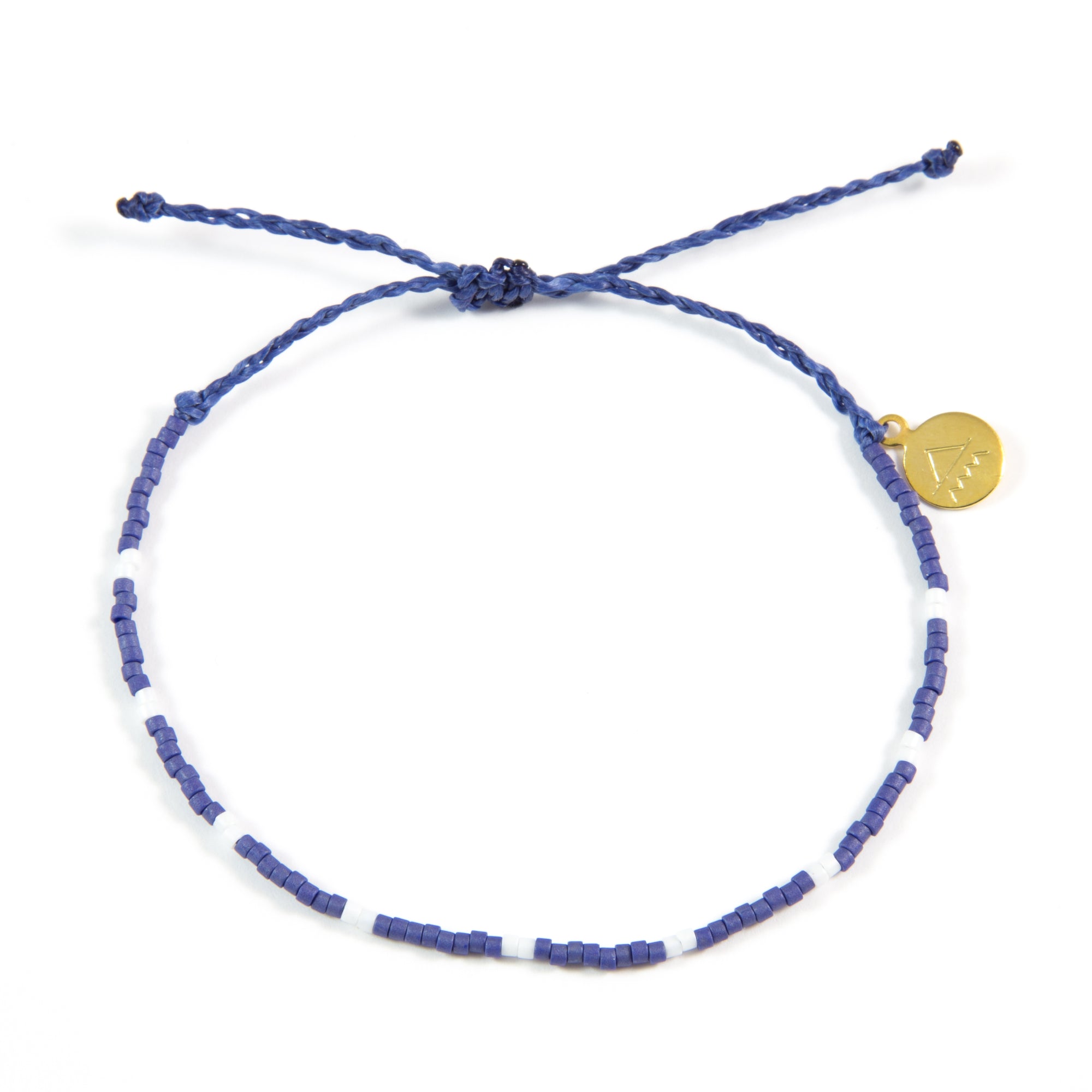 Navy w/ White Dot Beaded Bracelet