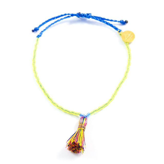 Sea Glass Green & Multi Mini Tassel Bracelet