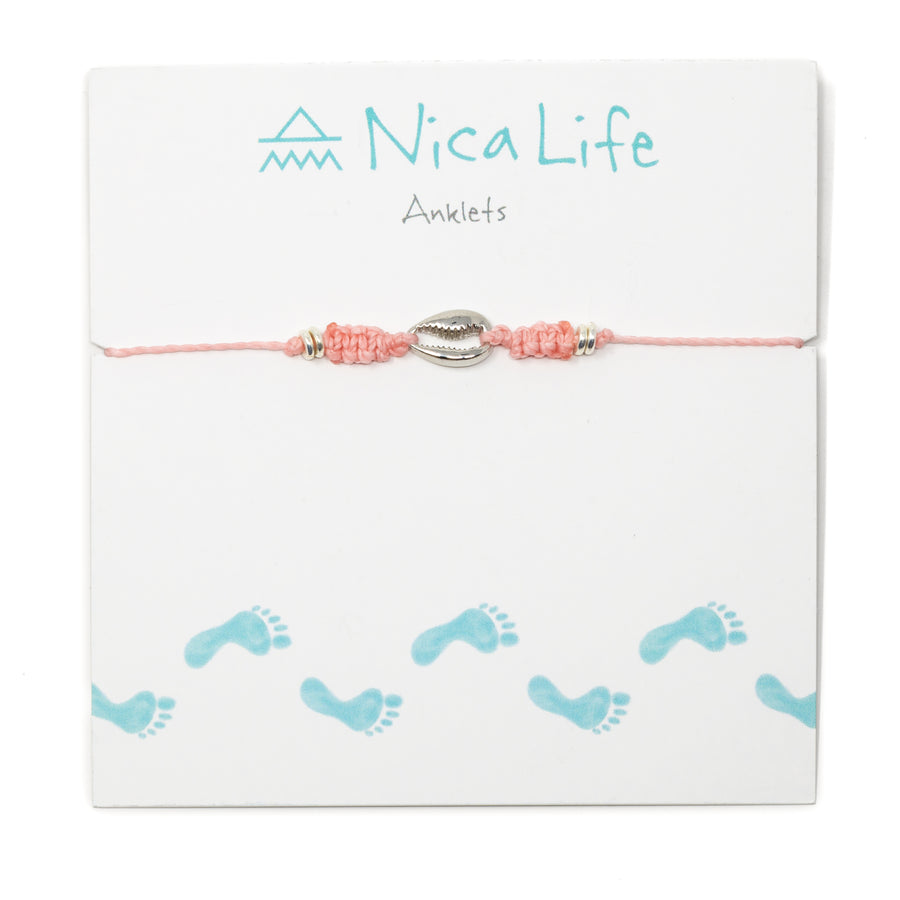Pink Popoyo Anklet in Silver