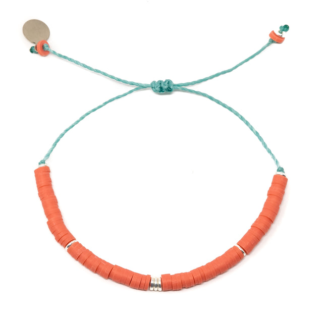 Dark Coral & Silver Cali Surfer Bracelet
