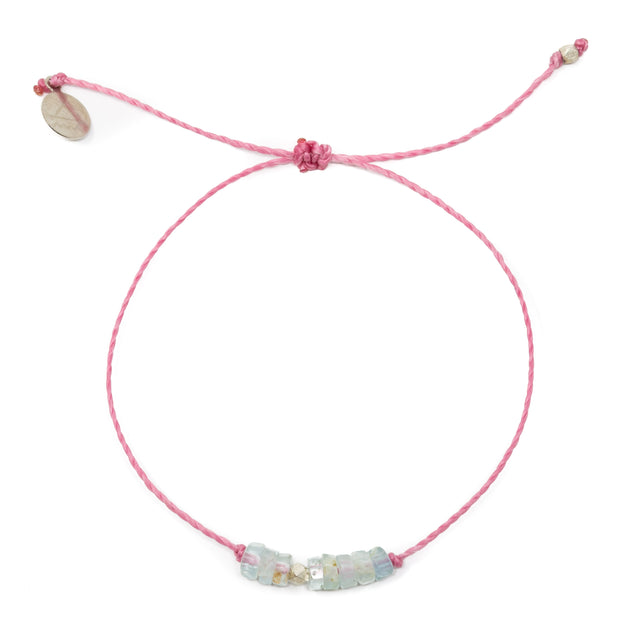 Aquamarine & Rose Intention Bracelet Silver