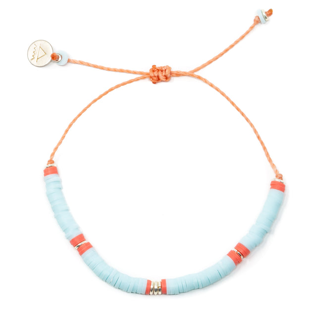 Aqua & Dark Coral Gold Dot Cali Surfer Bracelet