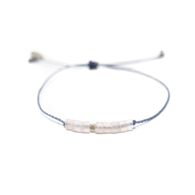 Rose Quartz & Denim Intention Bracelet Silver