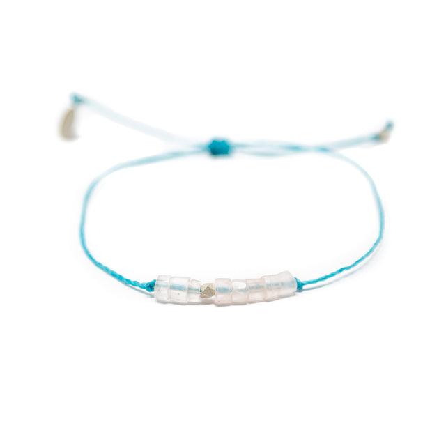 Rose Quartz & Teal Intention Bracelet Silver