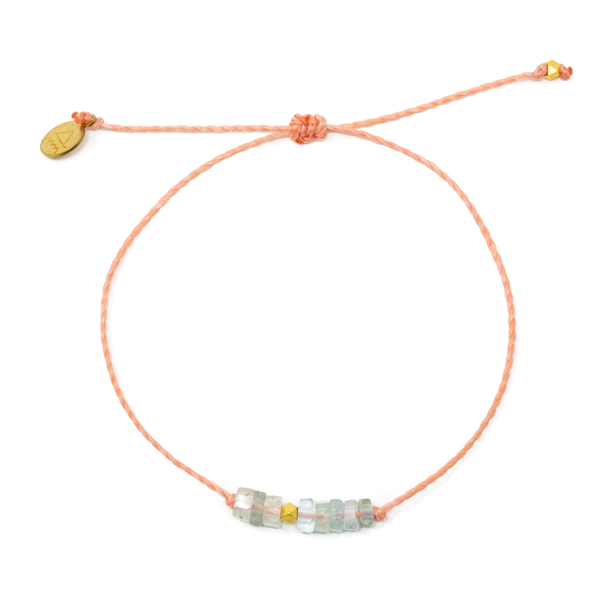 Aquamarine & Coral Intention Bracelet Gold