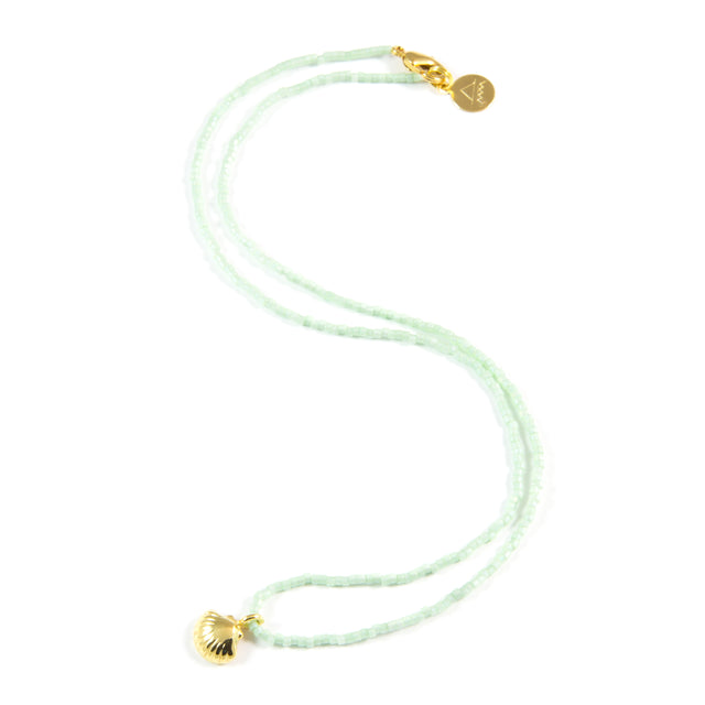 Soft Mint Seashell Tiny Charm Necklace