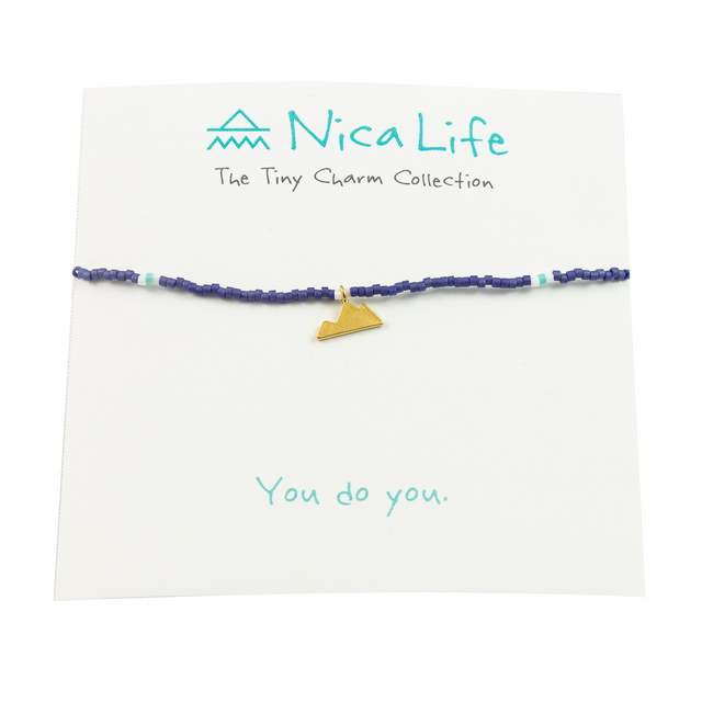 Navy & Teal Mountain Tiny Charm Necklace