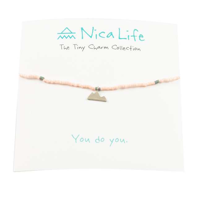 Coral & Denim Mountain Tiny Charm Necklace in Silver