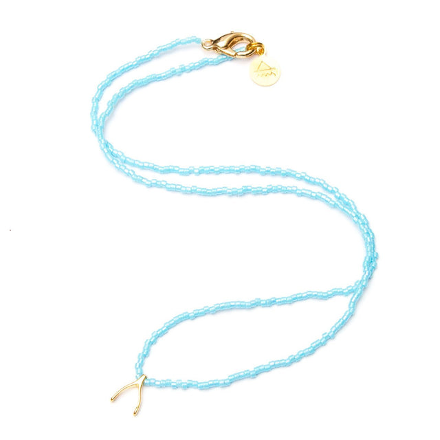 Sky Blue Wishbone Necklace