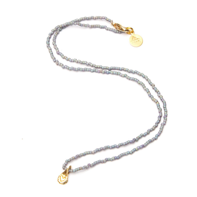 Denim Tear Drop Tiny Charm Necklace