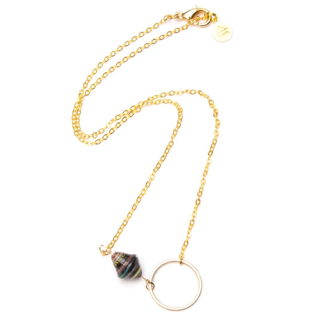 Paper Bead & Ring Necklace