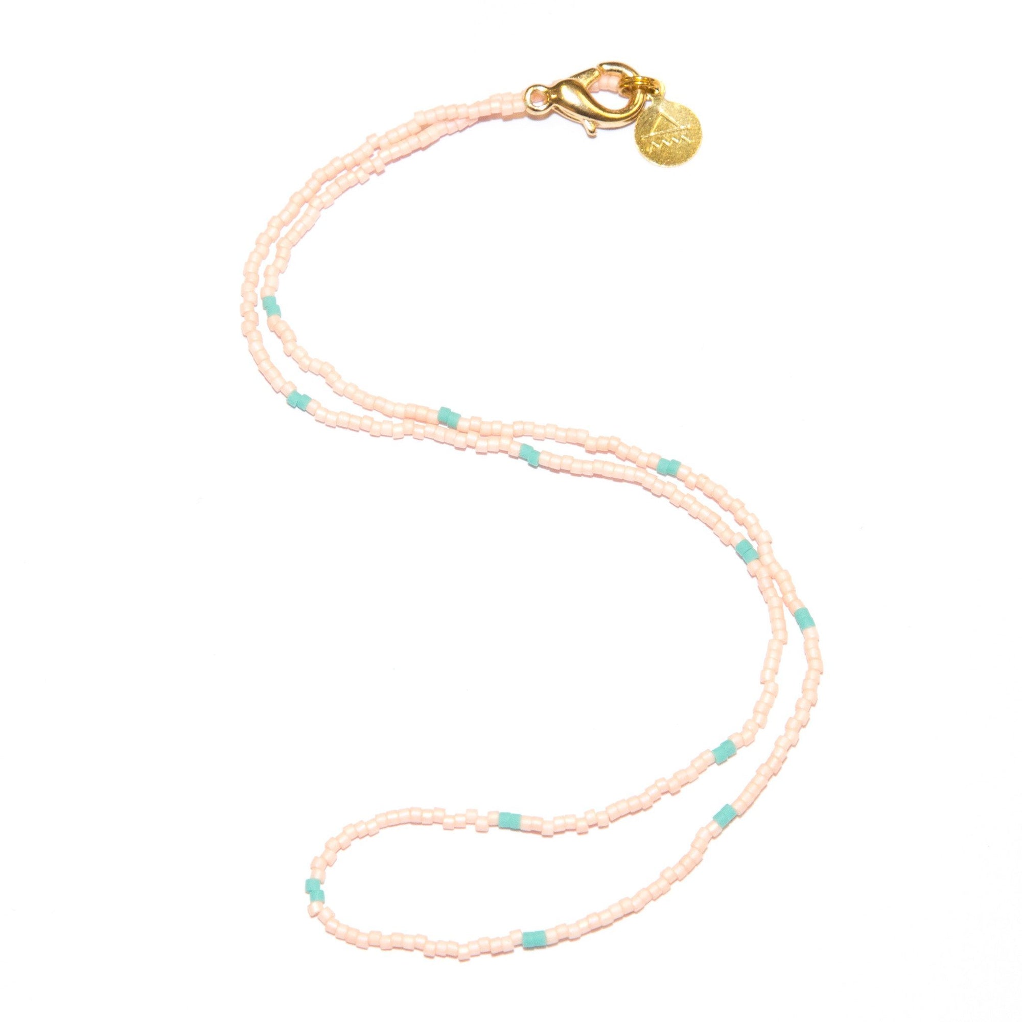 Light Coral w/ Teal Dot Necklace