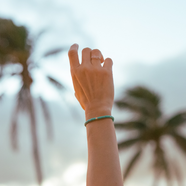 Teal & Silver Cali Surfer Bracelet