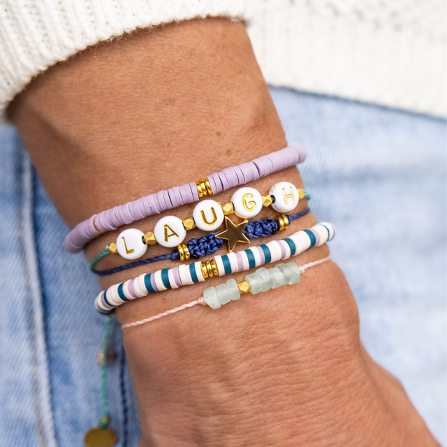 Navy & Plum Random Pattern w/ Gold Cali Surfer Bracelet