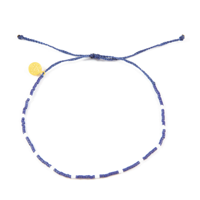 Navy w/ White Dot Beaded Anklet