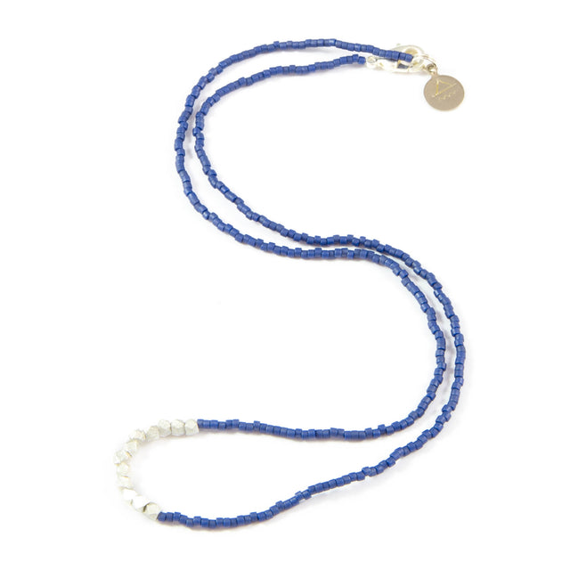 Navy Day to Night in Silver Necklace