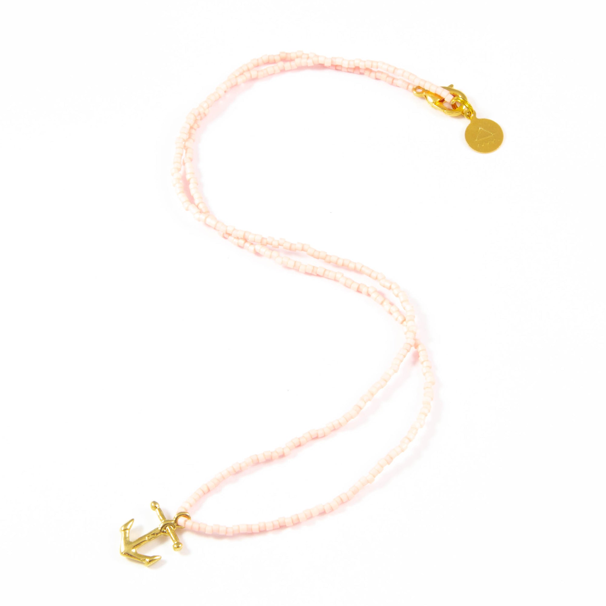 Coral Anchor Tiny Charm Necklace
