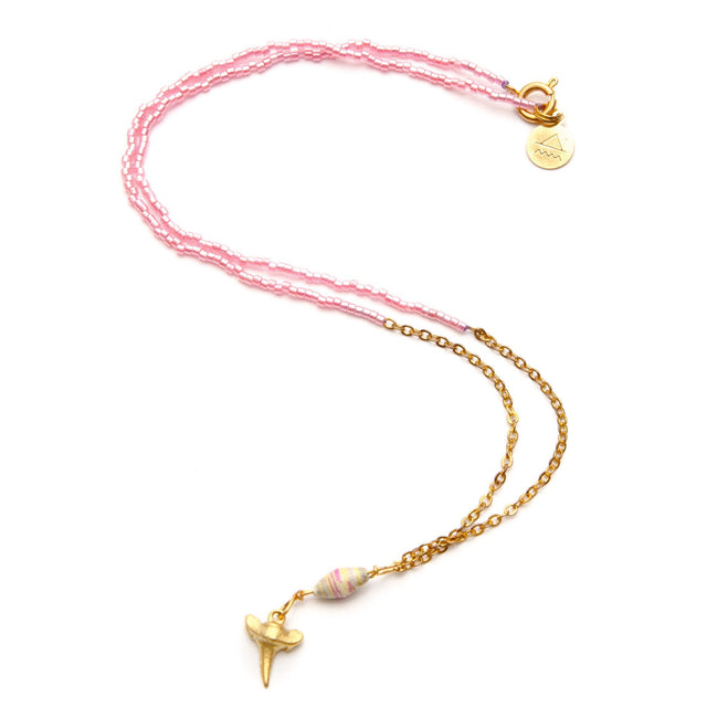 Pearl Pink Shark Tooth Necklace