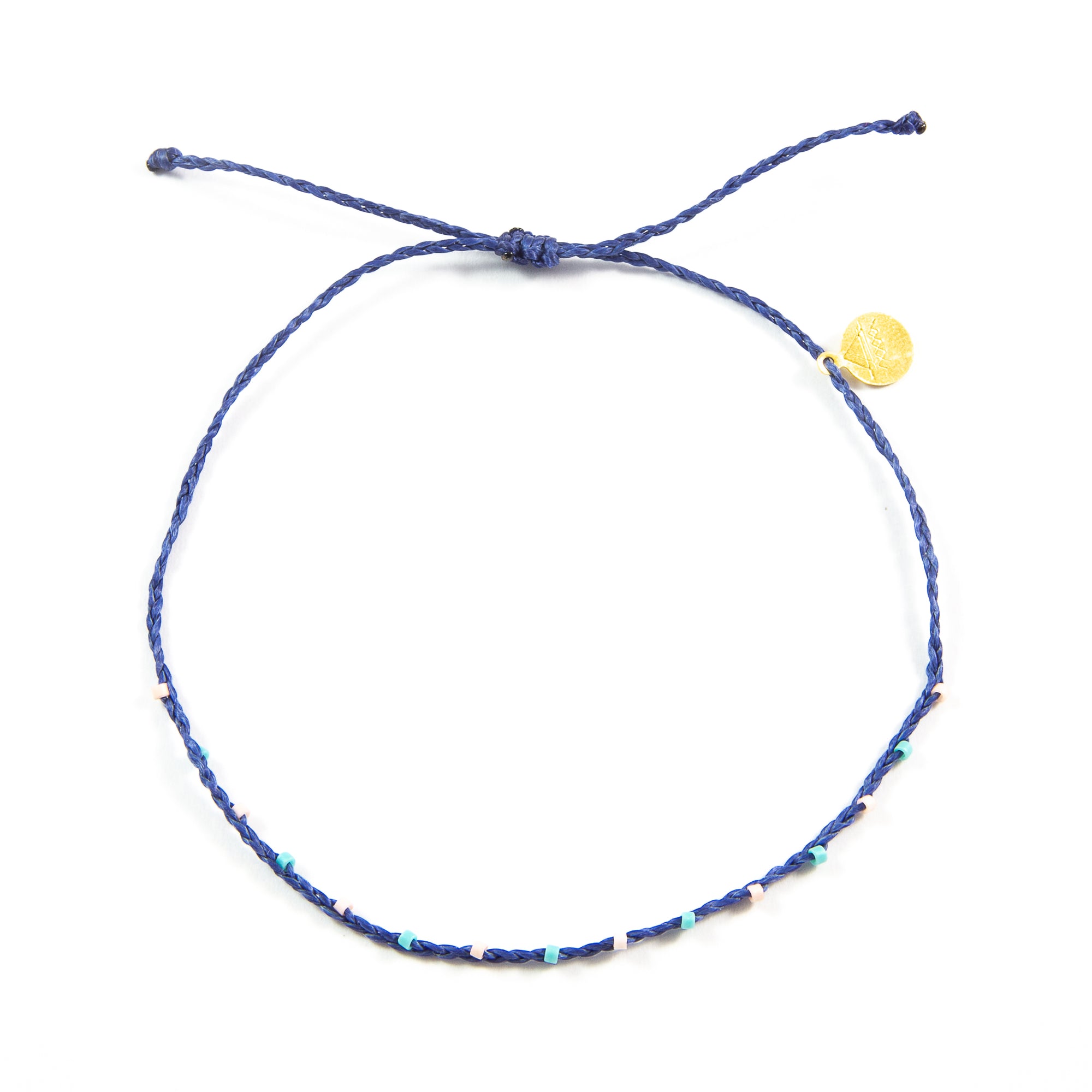 Navy Barely Beaded Anklet