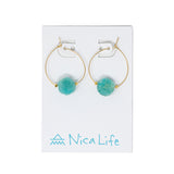 Gold & Amazonite Stone Hoop