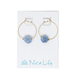 Gold & Blue Opal Stone Hoop