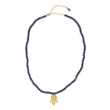 Lapis Heishi Bead Hamsa Necklace