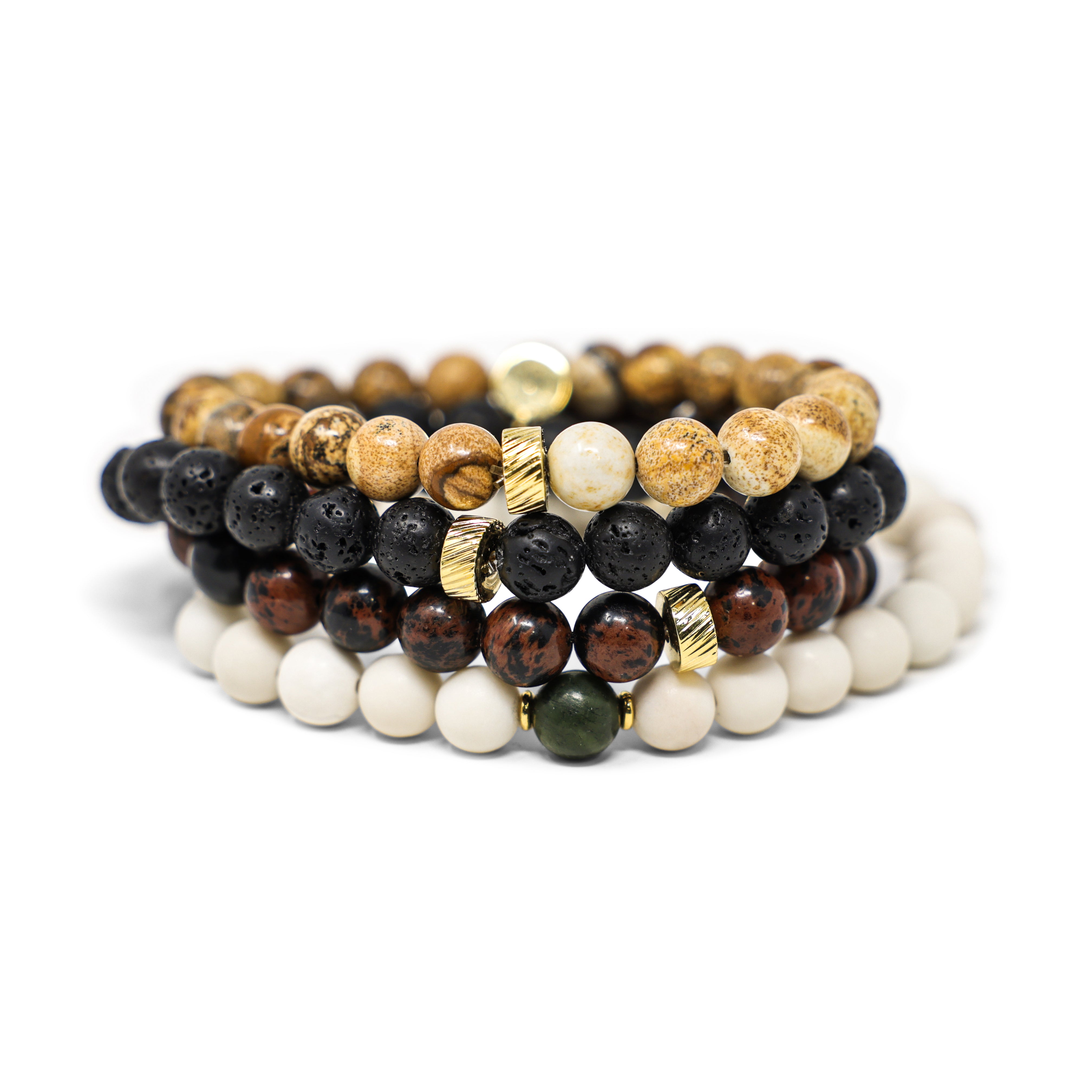 Ivory Jade & Moss Agate Men's Stretch Bracelet – Nica Life