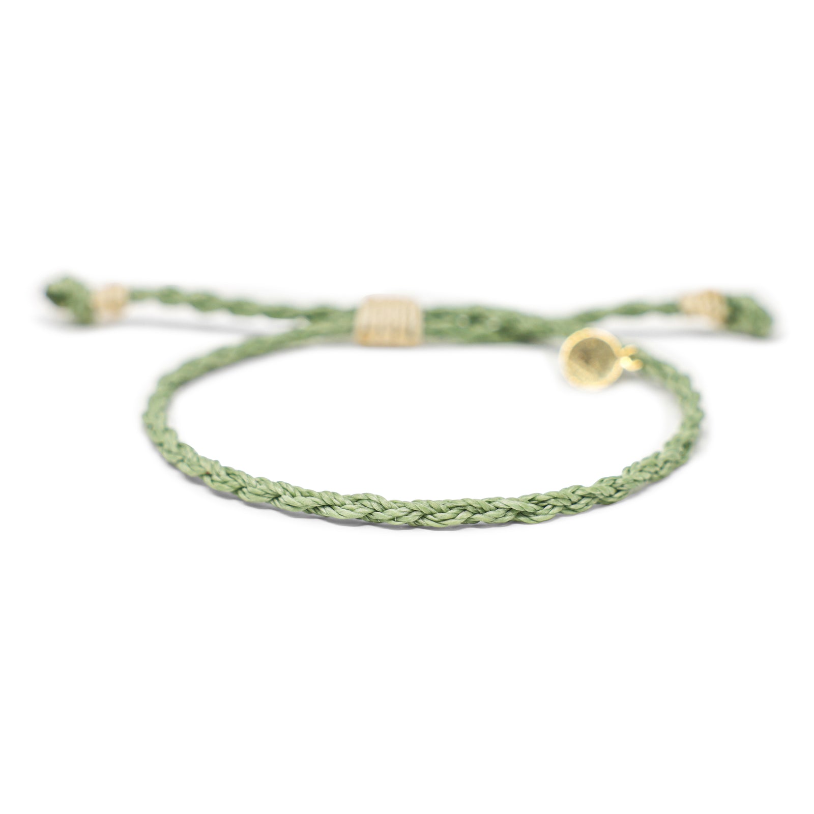 Men's Rope Braid Bracelet- Olive w/ Cream Details