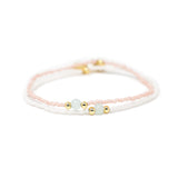 Coral w/ Seaglass & Gold Stretch Bracelet