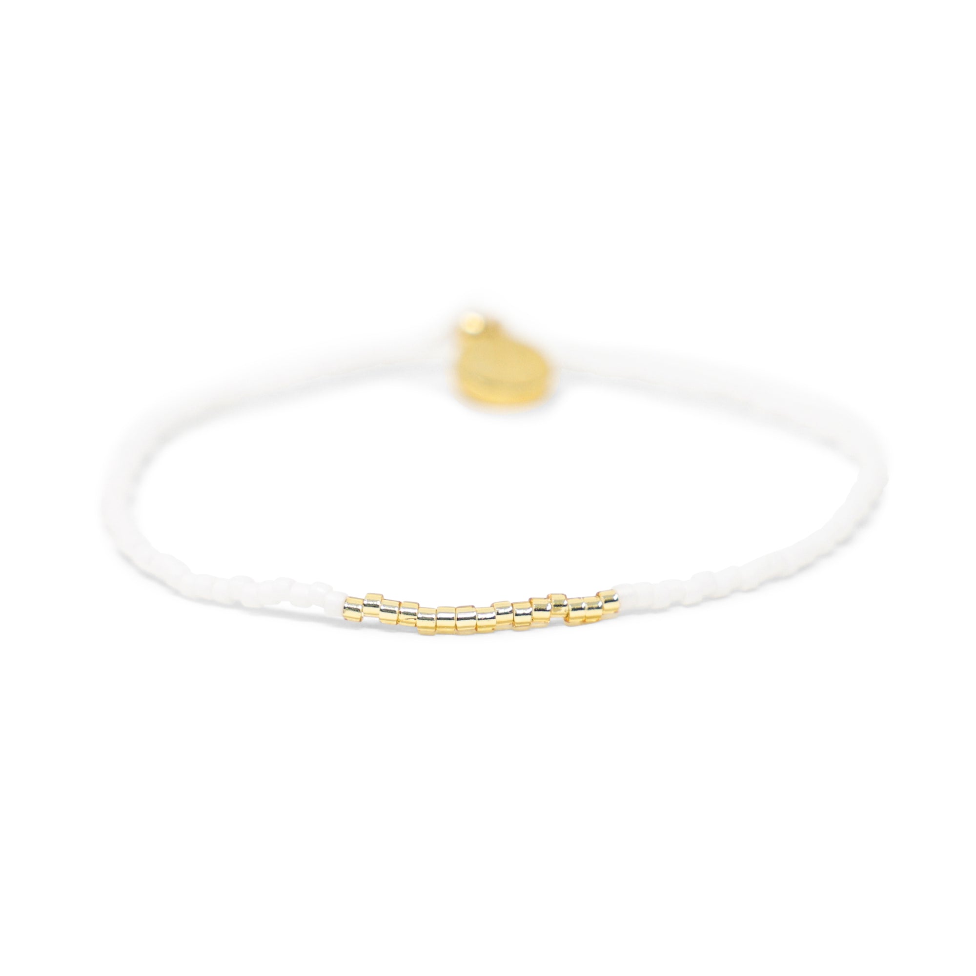 Simple Stretch Bracelet in White & Gold