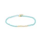 Simple Stretch Bracelet in Teal & Gold