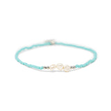 Teal Pearla & Silver Stretch Bracelet