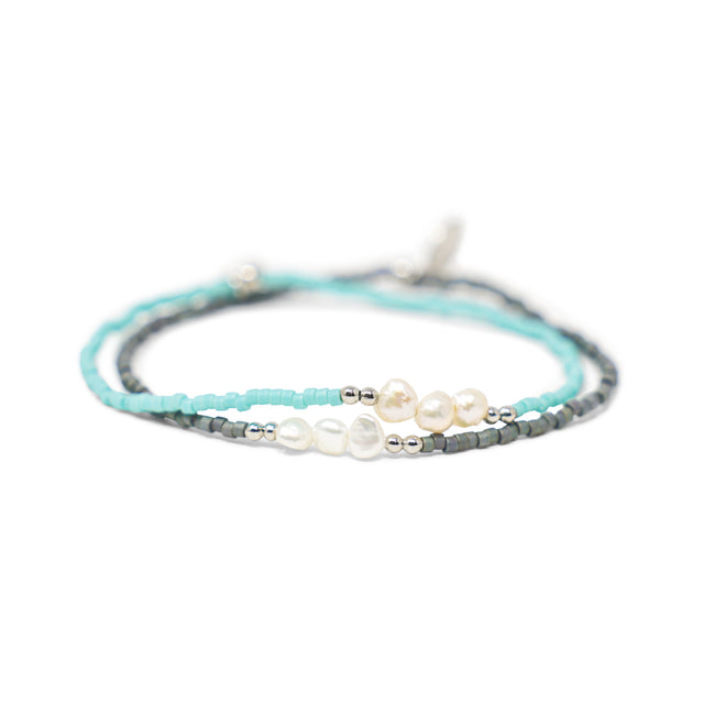 Denim w/ Pearls & Silver Stretch