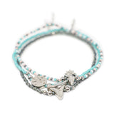 Desert Sunset & Silver Seahorse Charm Stretch Bracelet