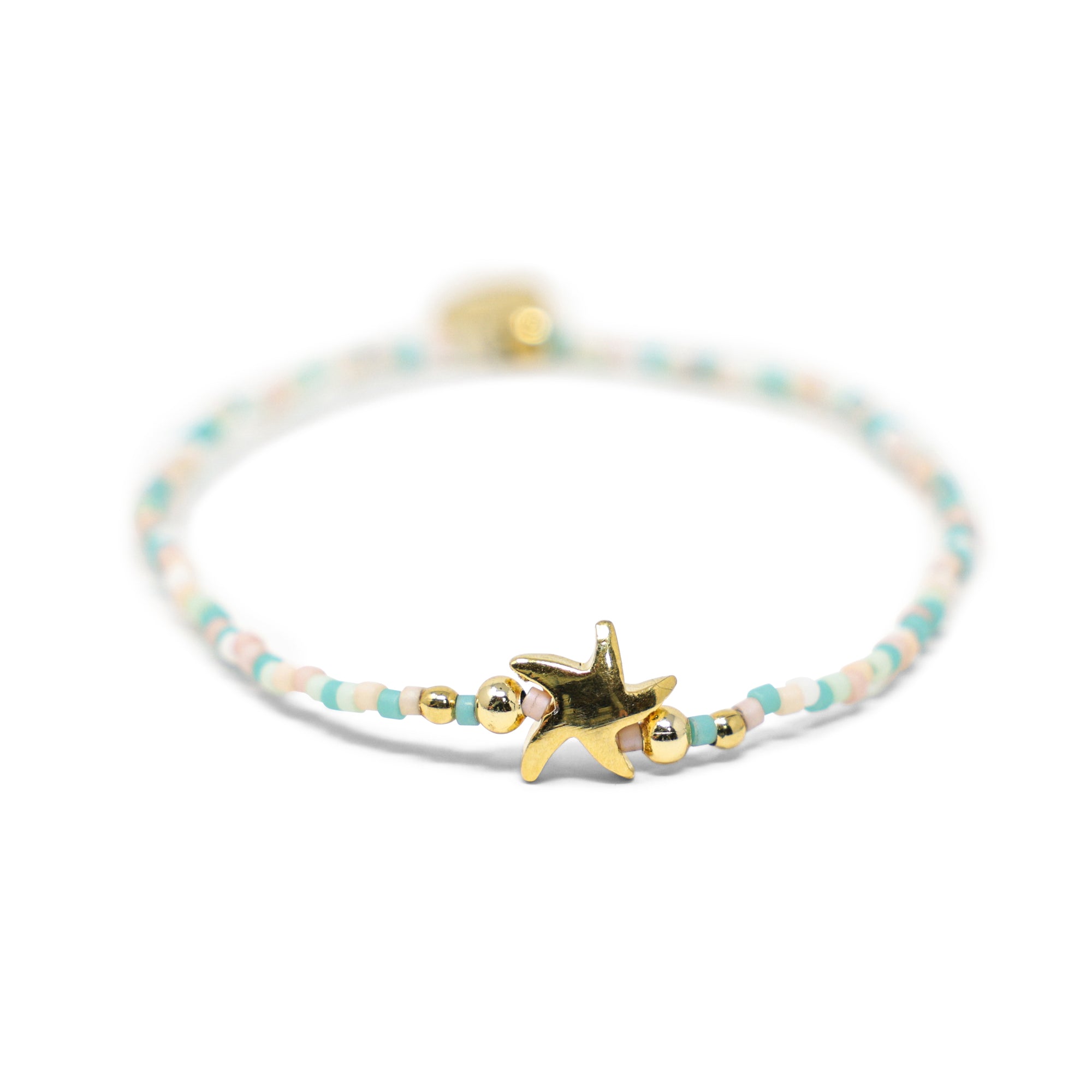 Playa & Gold Starfish Charm Stretch Bracelet