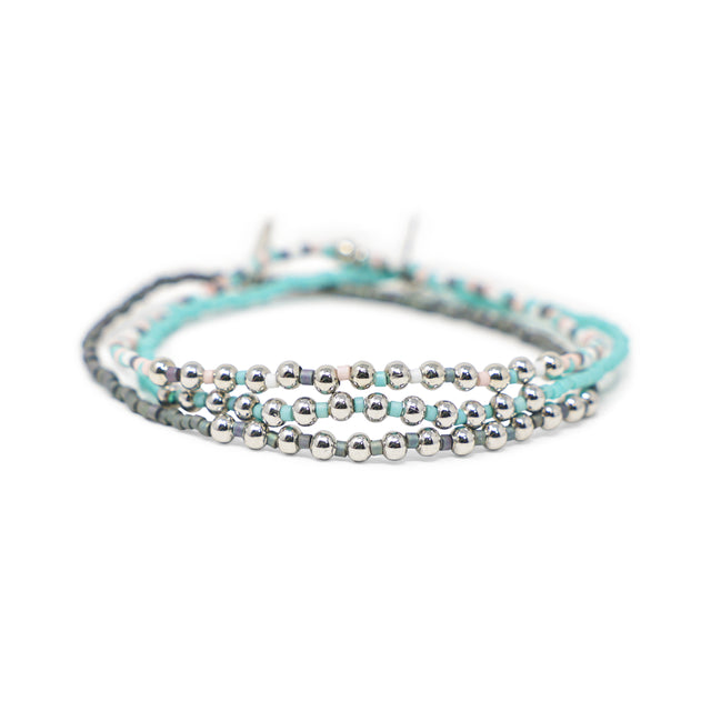 Pacifica Desert Sunset & Silver Alternating Stretch Bracelet