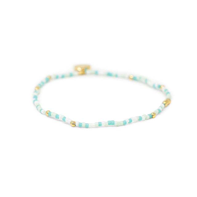 Sparkling Seas Teal, Cucumber & Gold Stretch Bracelet