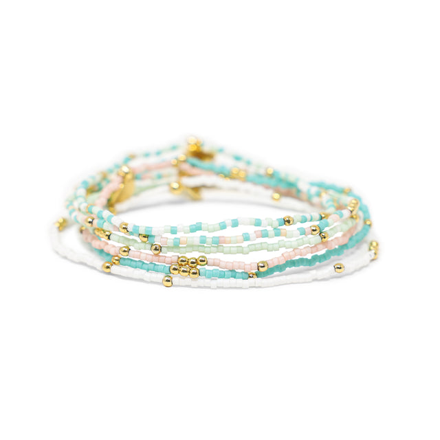 Sparkling Seas Teal, Cucumber & Gold Stretch Bracelet