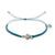 Teal Macrame & Silver Turtle Charm Anklet