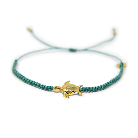Turtle Charm Gold & Teal on White