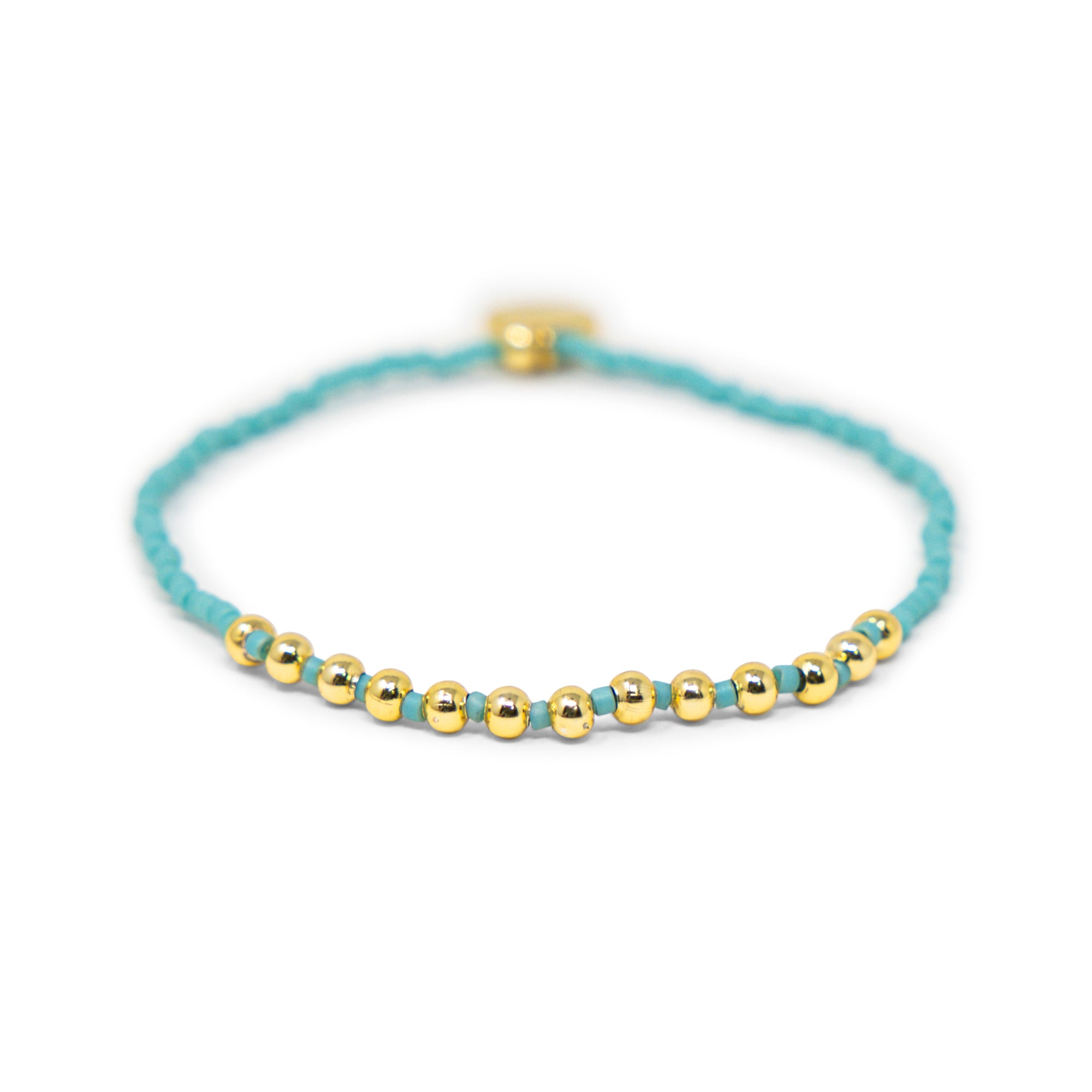 Pacifica Teal & Gold Alternating Stretch Bracelet