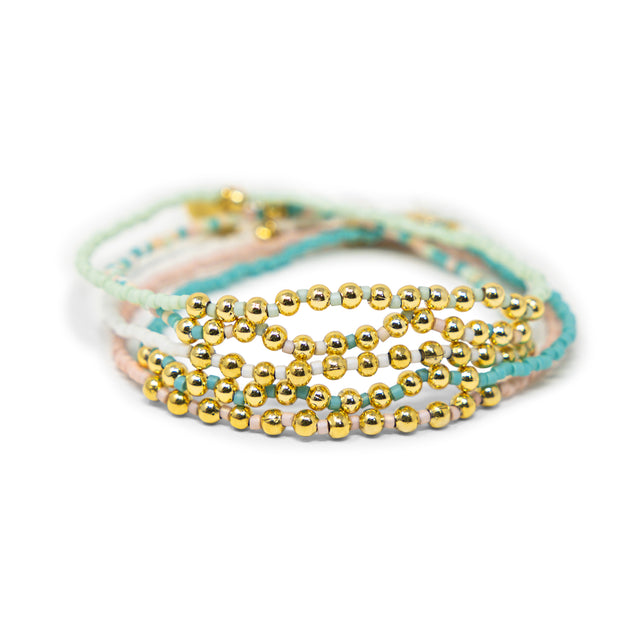 Pacifica Playa & Gold Alternating Stretch Bracelet